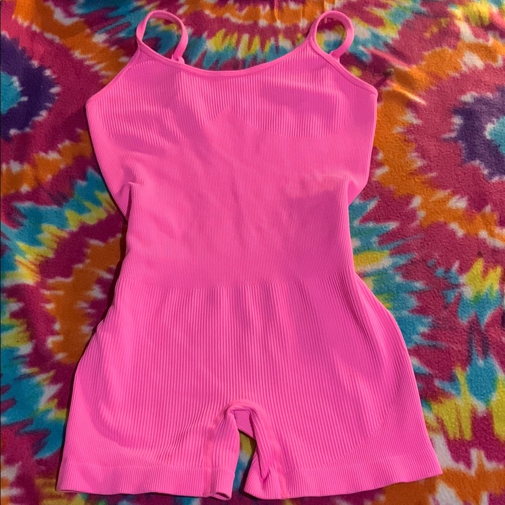 GORQ Bright Pink Ribbed Romper